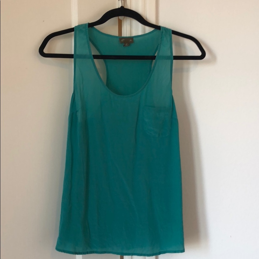 Green summer 100% silk tank top 🌵